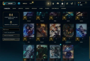 Prata 1 com 25 Champs e 3 Skins +6 Fragmentos de skins - League of Legends LOL