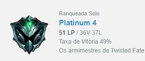CONTA PLAT 4 - League of Legends LOL