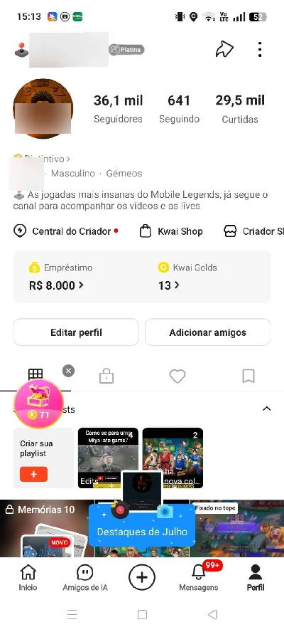 Conta Kwai 36K - Redes Sociais