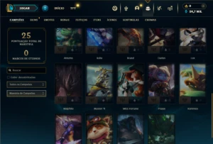 Mestre com 30 Champs e 2 Skins + 10 Fragmentos - League of Legends LOL