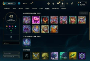 Mestre com 30 Champs e 2 Skins + 10 Fragmentos - League of Legends LOL