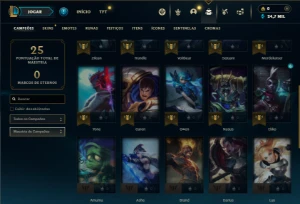 Mestre com 30 Champs e 2 Skins + 10 Fragmentos - League of Legends LOL