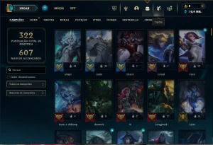 Ouro 4 com TODOS os champs e 186 Skins + 4 Prestigios - League of Legends LOL