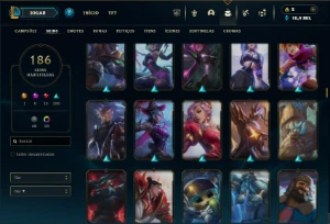 Ouro 4 com TODOS os champs e 186 Skins + 4 Prestigios - League of Legends LOL
