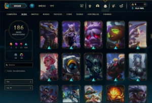 Ouro 4 com TODOS os champs e 186 Skins + 4 Prestigios - League of Legends LOL