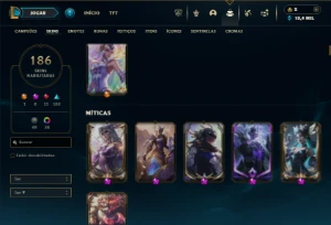 Ouro 4 com TODOS os champs e 186 Skins + 4 Prestigios - League of Legends LOL