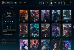 Ouro 4 com TODOS os champs e 186 Skins + 4 Prestigios - League of Legends LOL