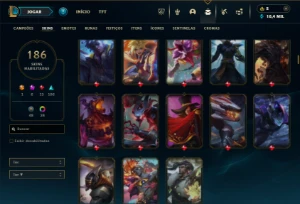 Ouro 4 com TODOS os champs e 186 Skins + 4 Prestigios - League of Legends LOL