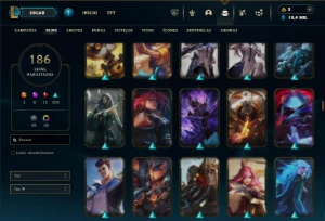 Ouro 4 com TODOS os champs e 186 Skins + 4 Prestigios - League of Legends LOL