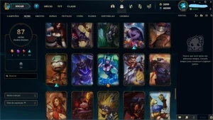 Conta de lol com mais de 500 reais gastos,87 skins e + - League of Legends