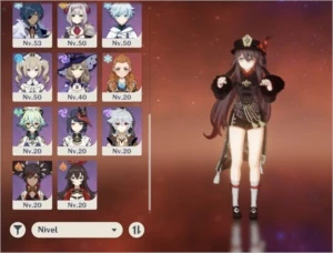 Ar50 Hutao + homa, kazuha + juramento liberda, qiqi e diluc - Genshin Impact