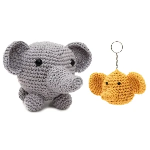 Duo elefante bola e chaveiro elefante em amigurumi - Artesanato e Personalizados