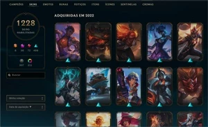 Conta no League of Legends 1228 skins - PLAT 4 LOL