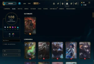 Bronze 1 com TODOS os Champs e 108 Skins ( JG / TOP / SUP ) - League of Legends LOL