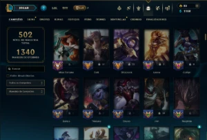 Bronze 1 com TODOS os Champs e 108 Skins ( JG / TOP / SUP ) - League of Legends LOL
