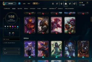 Bronze 1 com TODOS os Champs e 108 Skins ( JG / TOP / SUP ) - League of Legends LOL