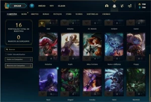 Conta prata 1 com 20 Champs e 3 Skins + 700 RP - League of Legends LOL