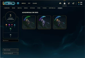 Conta prata 1 com 20 Champs e 3 Skins + 700 RP - League of Legends LOL
