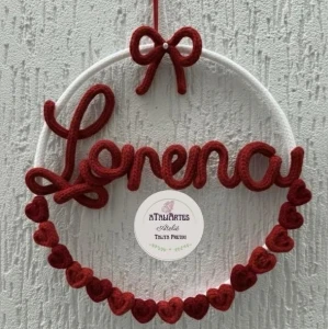 Guirlanda Corações Personalizados em Tricotin - Artesanato e Personalizados
