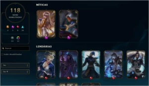 CONTA LOL DIAMANTE 1 300 CHAMPIONS 118 SKINS 20 M7 PAX SIVIR - League of Legends