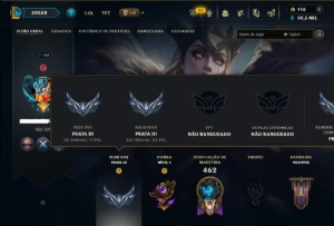 Prata 3 com 90 Champs e 65 Skins ( MID / SUP / ADC )