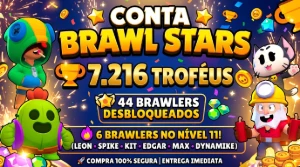 ​🏆 Conta Brawl Stars | 7.216 Troféus + Clash Arena 19