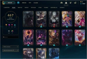CONTA LEAGUE OF LEGENDS PRATA 1 - 467 SKINS LOL
