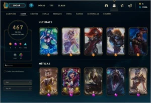 CONTA LEAGUE OF LEGENDS PRATA 1 - 467 SKINS LOL