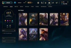 Unranked com TODOS os champs e 483 Skins + 10 Prestigios - League of Legends LOL