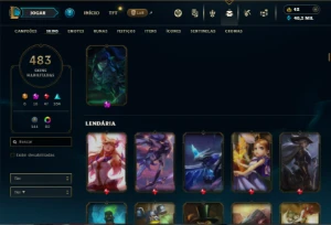 Unranked com TODOS os champs e 483 Skins + 10 Prestigios - League of Legends LOL