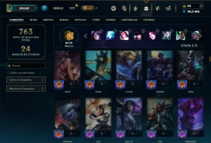 Unranked com TODOS os champs e 483 Skins + 10 Prestigios - League of Legends LOL