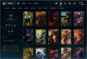 Conta ouro 4 com 70 skins (Duas Prestigios) e 82 champs - League of Legends LOL