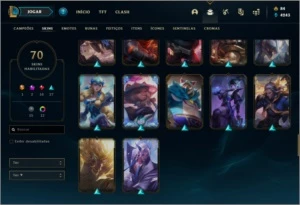 Conta ouro 4 com 70 skins (Duas Prestigios) e 82 champs - League of Legends LOL