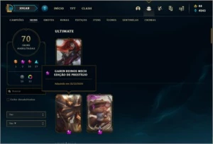Conta ouro 4 com 70 skins (Duas Prestigios) e 82 champs - League of Legends LOL