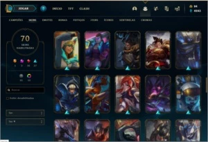 Conta ouro 4 com 70 skins (Duas Prestigios) e 82 champs - League of Legends LOL