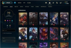 Conta ouro 4 com 70 skins (Duas Prestigios) e 82 champs - League of Legends LOL
