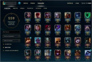 Platina V - 97 skins - todos os campeões - 31k de Ip - League of Legends LOL