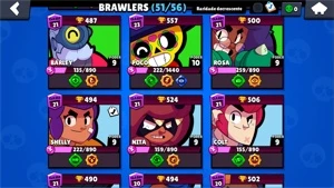 brawl star / 22.000 troféus / 135 nível xp / 51 brawlers - Brawl Stars