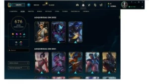 Conta league of legends de 9 anos com 561 skins diamante 3 LOL