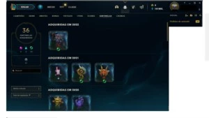 Conta league of legends de 9 anos com 561 skins diamante 3 LOL
