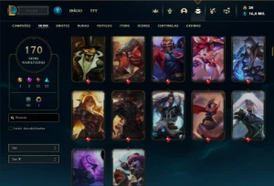 Unranked com TODOS os champs e 170 Skins + Rammus Rei - League of Legends LOL