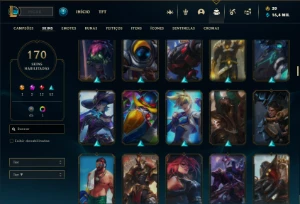 Unranked com TODOS os champs e 170 Skins + Rammus Rei - League of Legends LOL