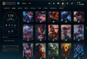 Unranked com TODOS os champs e 170 Skins + Rammus Rei - League of Legends LOL