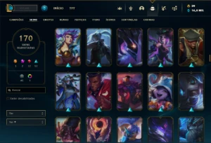 Unranked com TODOS os champs e 170 Skins + Rammus Rei - League of Legends LOL