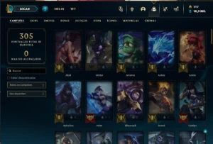 Conta com 4 skin Miticas e bordas de SKIN - League of Legends LOL