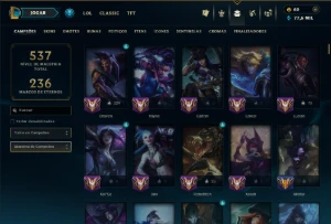 Unranked com TODOS os Champs e 202 Skins ( MONO ADC ) - League of Legends LOL