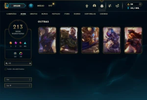 Prata 3 com TODOS os champs e 213 Skins ( MAIN SUP ) - League of Legends LOL