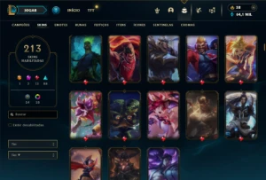 Prata 3 com TODOS os champs e 213 Skins ( MAIN SUP ) - League of Legends LOL