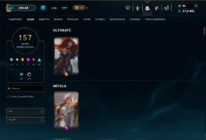 Esmeralda 1 com TODOS os Champs e 157 Skins (TOP / MID / JG) - League of Legends LOL