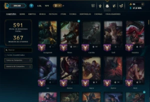 Esmeralda 1 com TODOS os Champs e 157 Skins (TOP / MID / JG) - League of Legends LOL